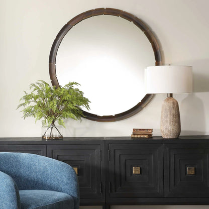 Amber Glass Round Mirror