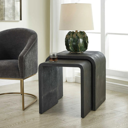 Faux Shagreen Nesting Side Tables, Set of 2