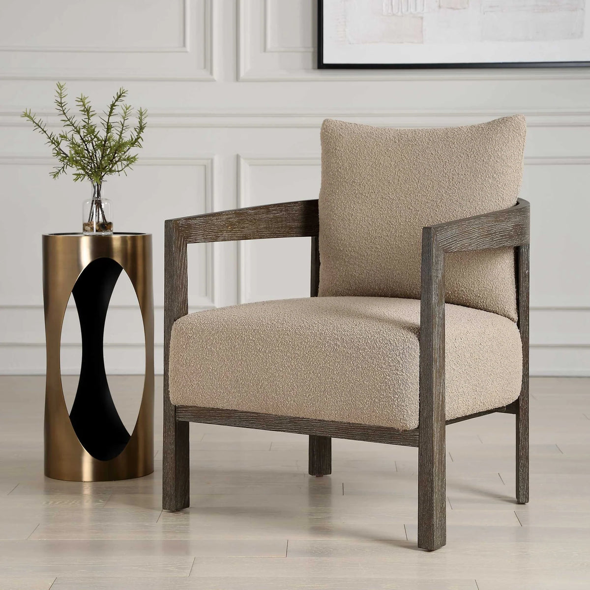 Sand Fabric Accent Chair