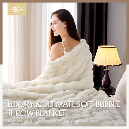 Luxurious Fluffy Faux Fur Throw Blanket - Cozy Plush Rabbit Fur for Ultimate Comfort on Couch, Sofa, or Bed - Perfect Gift for Anyone!
