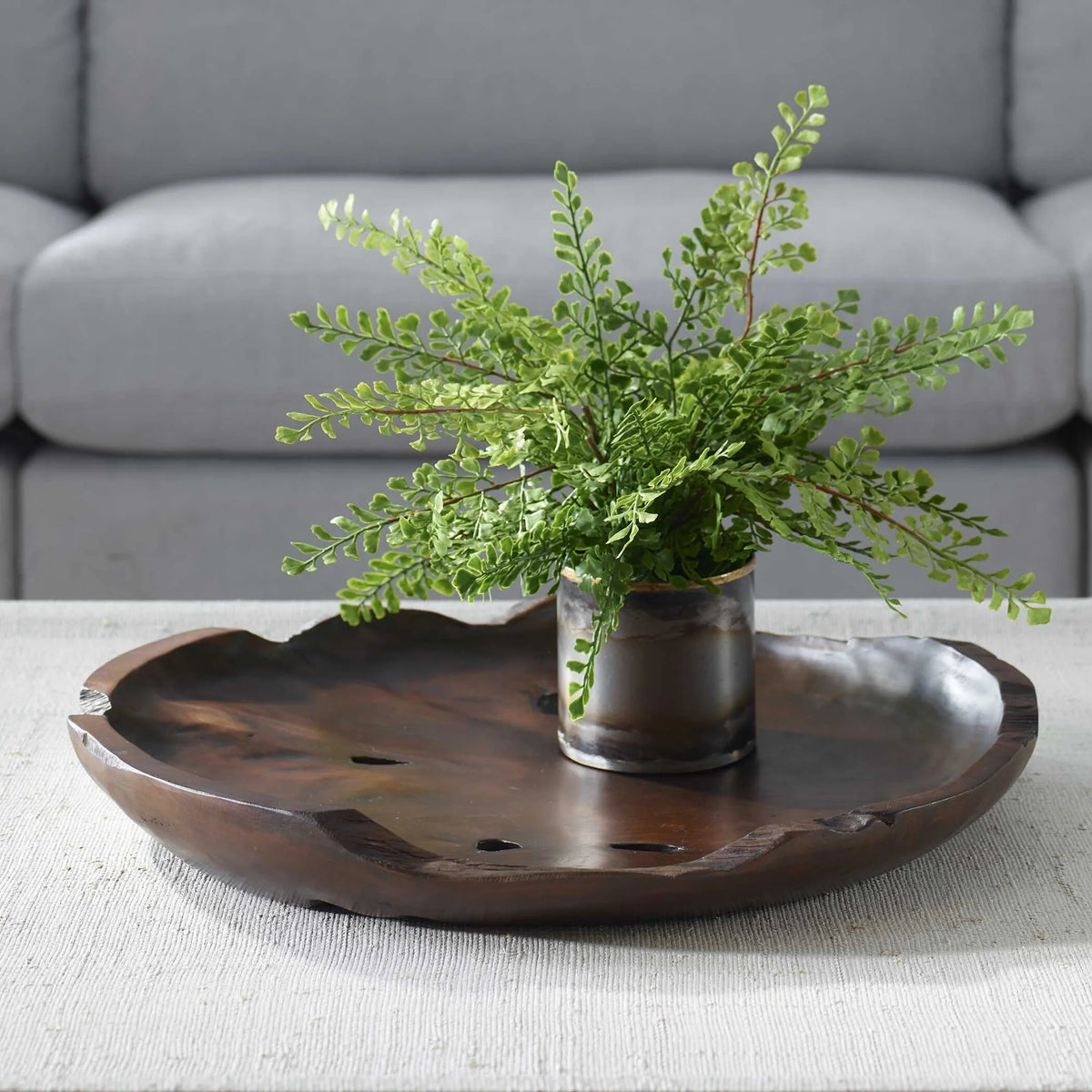 Live-Edge Teak Round Bowl