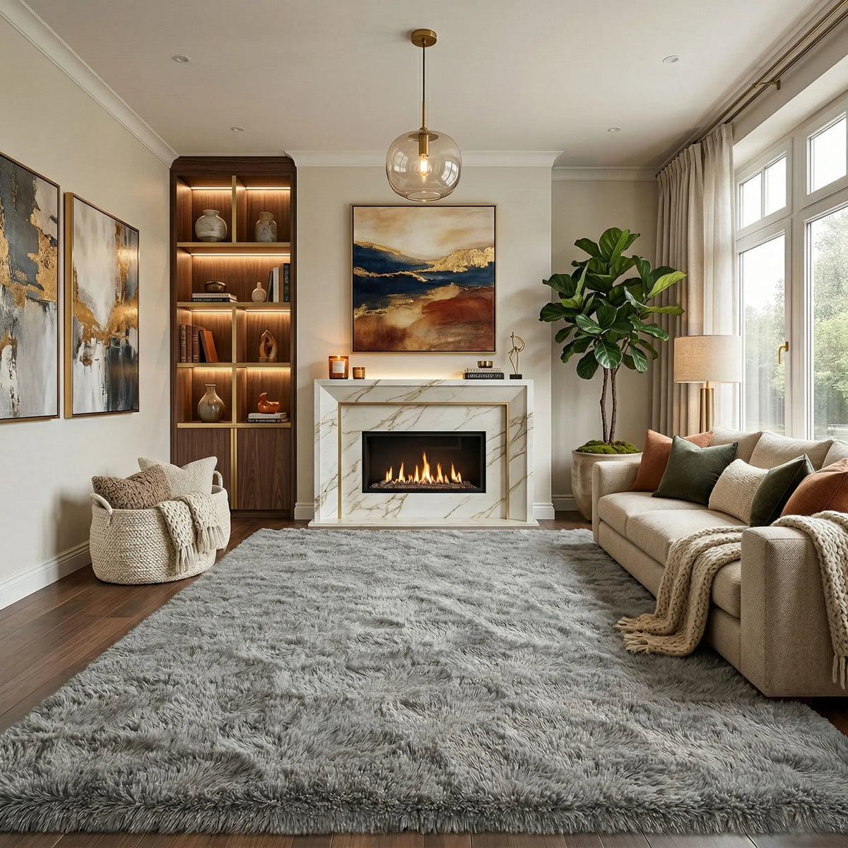 Indulge in Luxury: Black Soft Fluffy Shag Area Rug - Non-Slip, Anti-Fade, Perfect for Living Room & Bedroom Decor