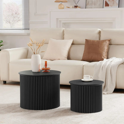 Giratree Small Fluted Round Nesting Coffee Table Set of 2