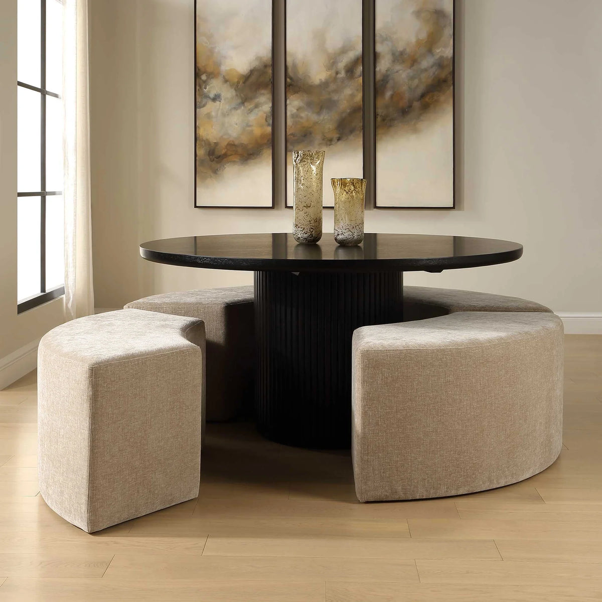 Rounded Plush Dining Bench