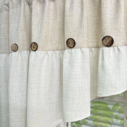 1PC Farmhouse Boho Linen Button Arched Valance Curtains