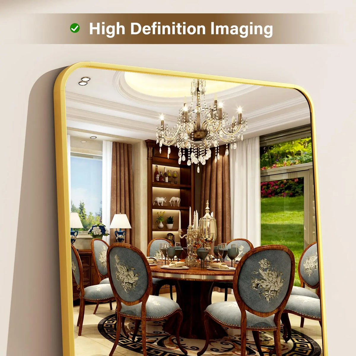 Beautypeak 48" × 14" Full Length Wall Mirror | Slim Aluminium Frame with Leather Cord | Arch & Rectangular in Gold or Black
