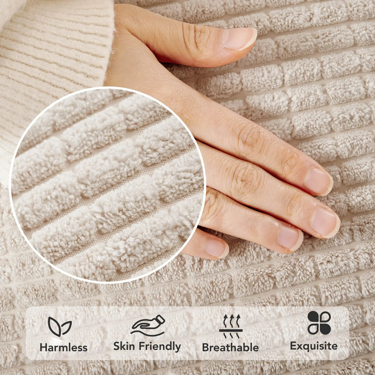 Deconovo's Set of 4 Cream Corduroy Striped Throw Pillow Covers