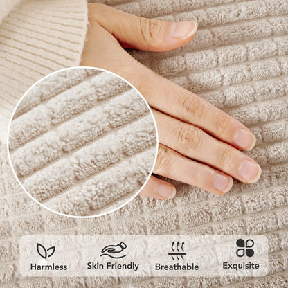 Deconovo's Set of 4 Cream Corduroy Striped Throw Pillow Covers
