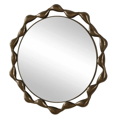Sculptural Round Bronze Mirror