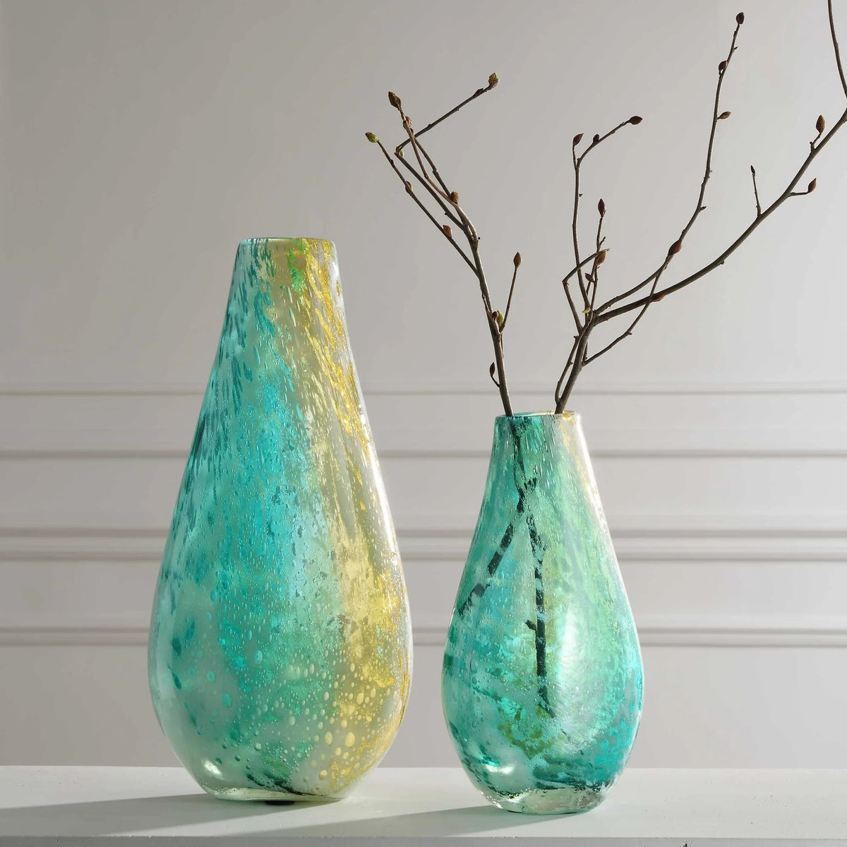 Bubble Glass Vases, Set of 2