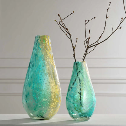 Bubble Glass Vases, Set of 2