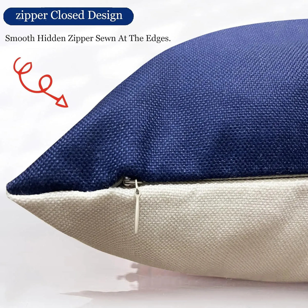 Blue Geometric Throw Pillow Covers - Set of 4, 18x18 Inch Linen Cases for Home Decor