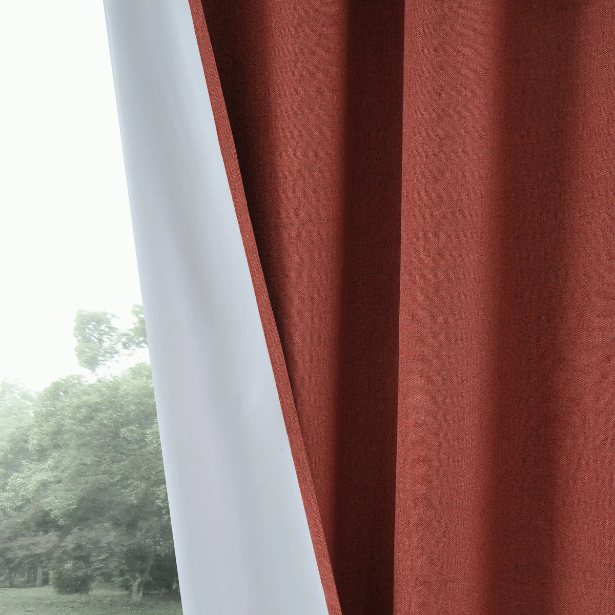Terracotta Linen Blend Room-Darkening Curtains | Set of 4 Panels, Rust-Proof Grommet Top | Six Sizes to 108"