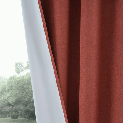 Terracotta Linen Blend Room-Darkening Curtains | Set of 4 Panels, Rust-Proof Grommet Top | Six Sizes to 108"