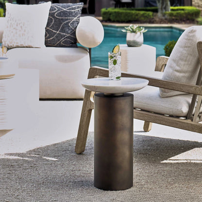 Bronze & Marble Outdoor Accent Table