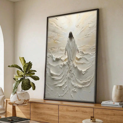 Jesus Walking on Water Canvas Poster - Unframed Wall Art for a Serene Room Aesthetic