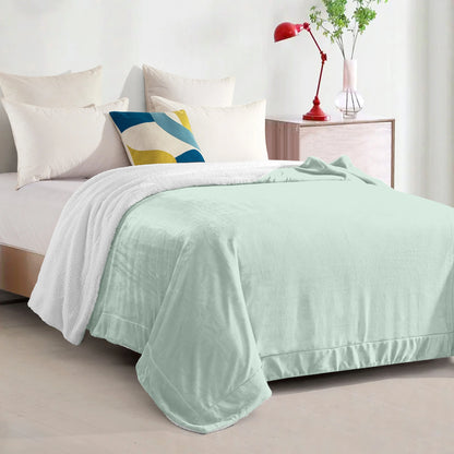 Mocassi Reversible Sherpa-Backed Throw Blanket, Velvety Plush Touch, 50In X 60In Throw Blankets