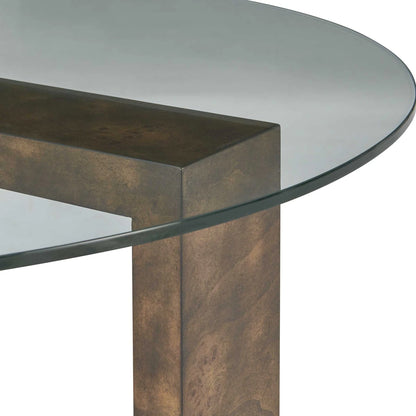 Round Glass & Burl Coffee Table