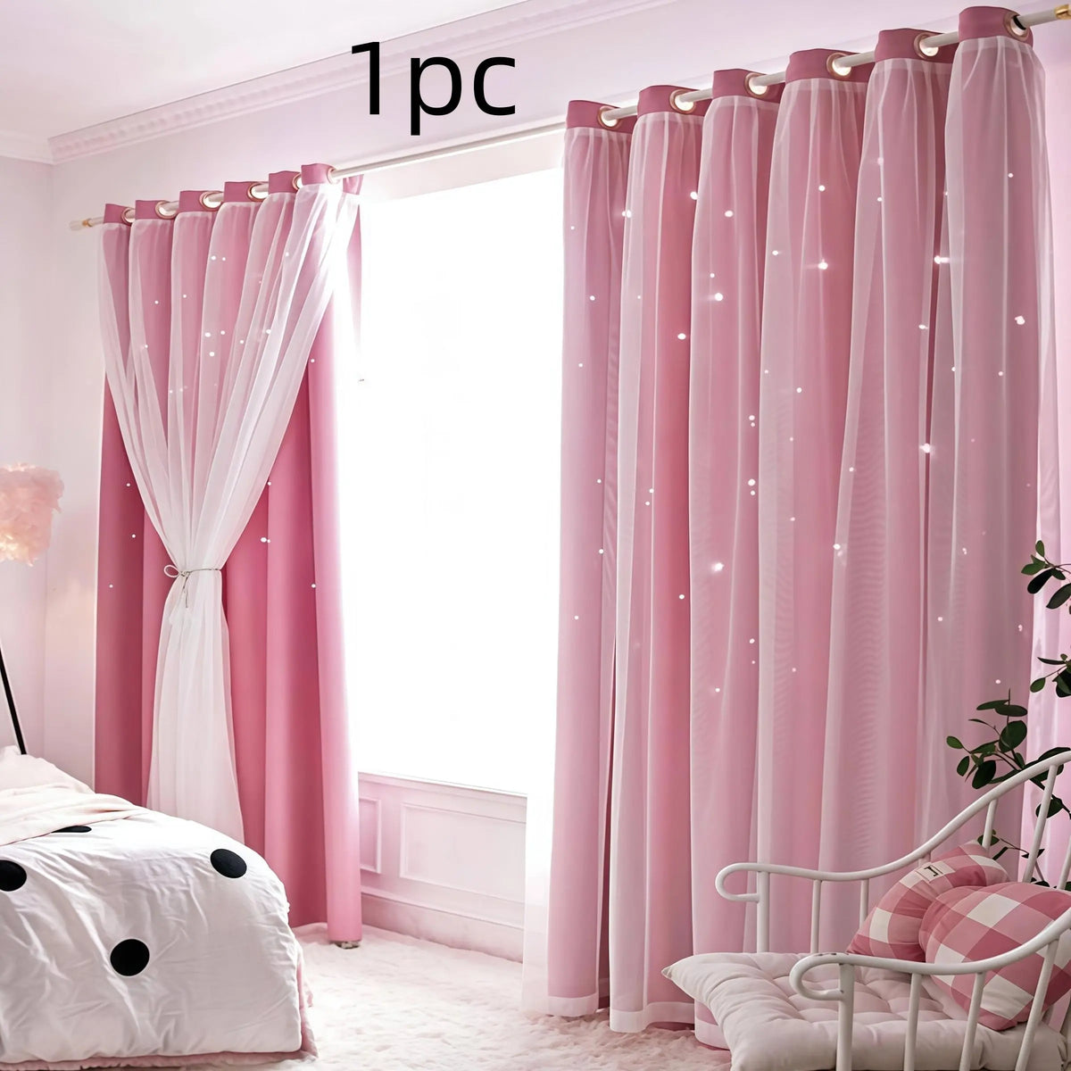 Double Layer Blackout Curtains | Thermal Insulated, Pink | Wide Size Range, Set of 2