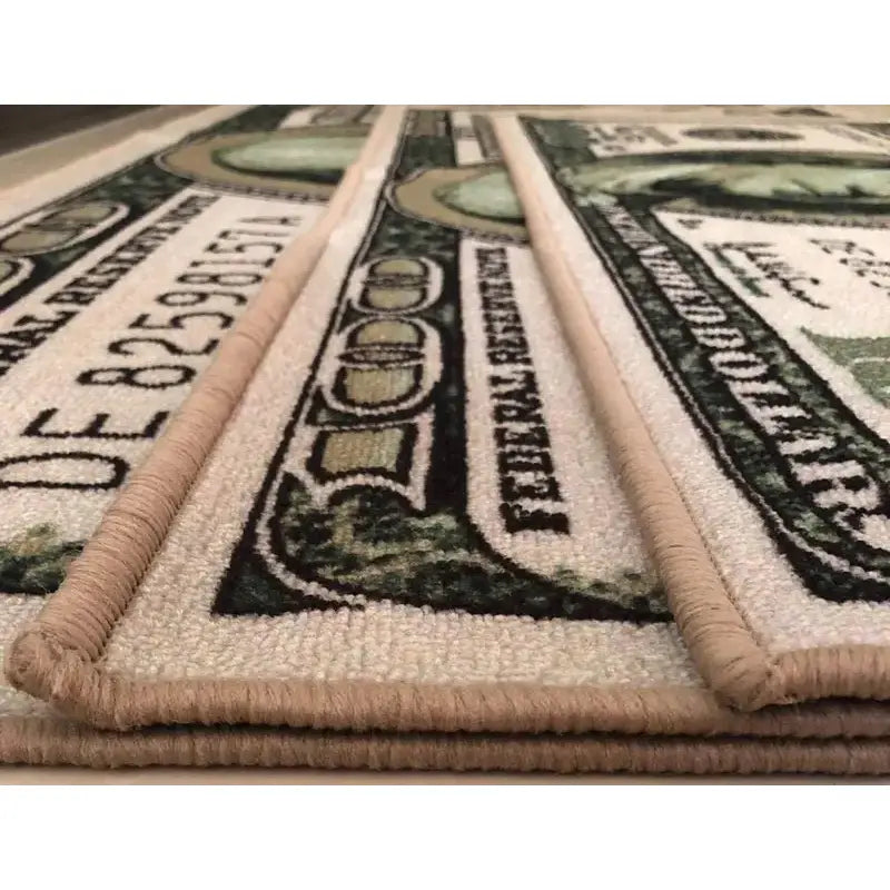 Washable $100 Bill Design Non-Slip Runner Rug