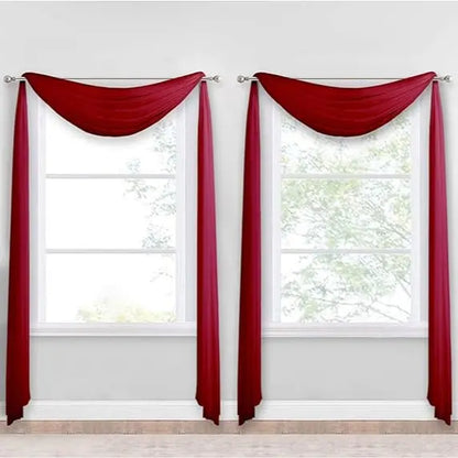 Nicetown 216-Inch Extra Long Sheer Voile Window Scarves - Set of 2 Soft Curtains for Home Decor and Event Styling
