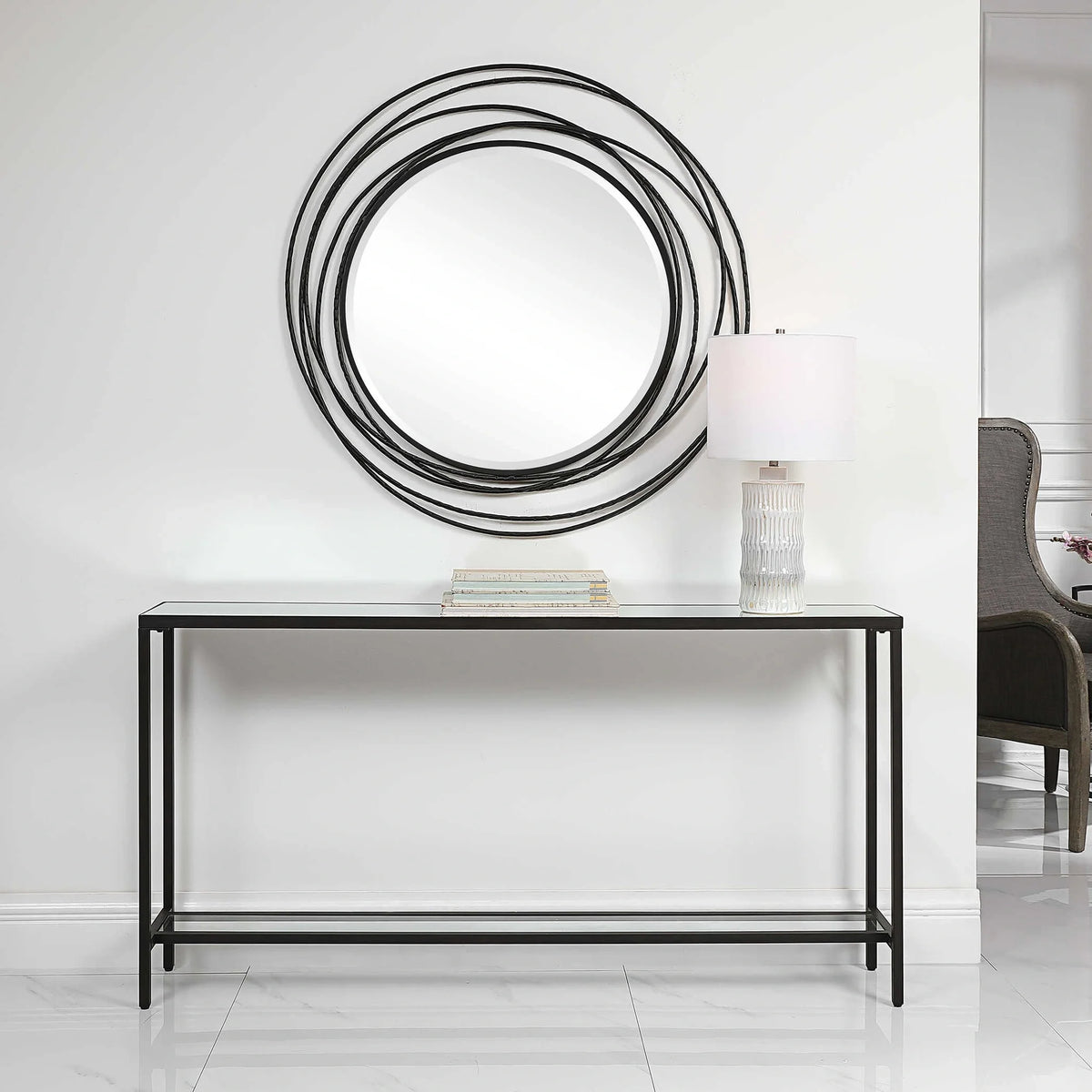 Mirrored Glass Console Table