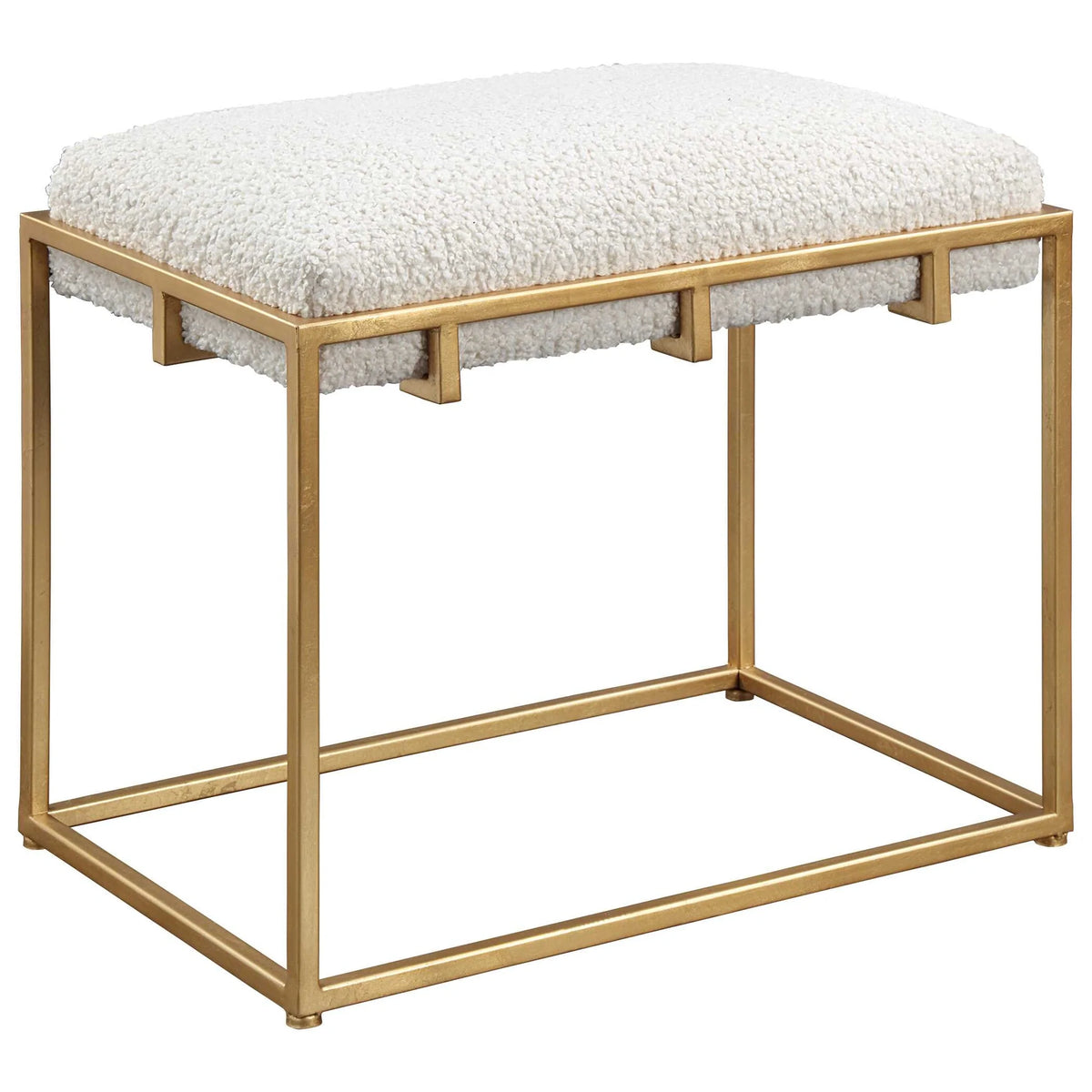 Small Gold & Shearling Bench