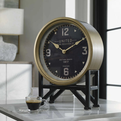 Brass Finish Table Clock
