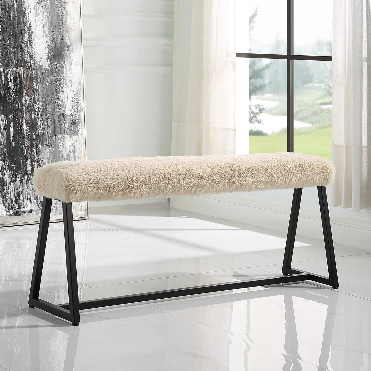 Sheepskin Bench