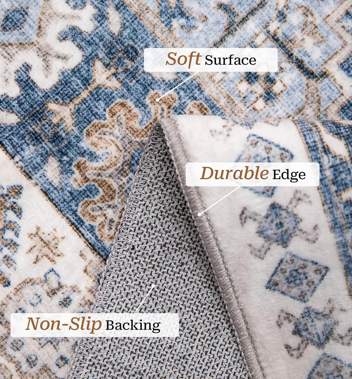 Art&Tuft Vintage Anti-Dust Area Rug - Large, Non-Slip, Machine Washable, and Stain-Resistant for Indoor Living