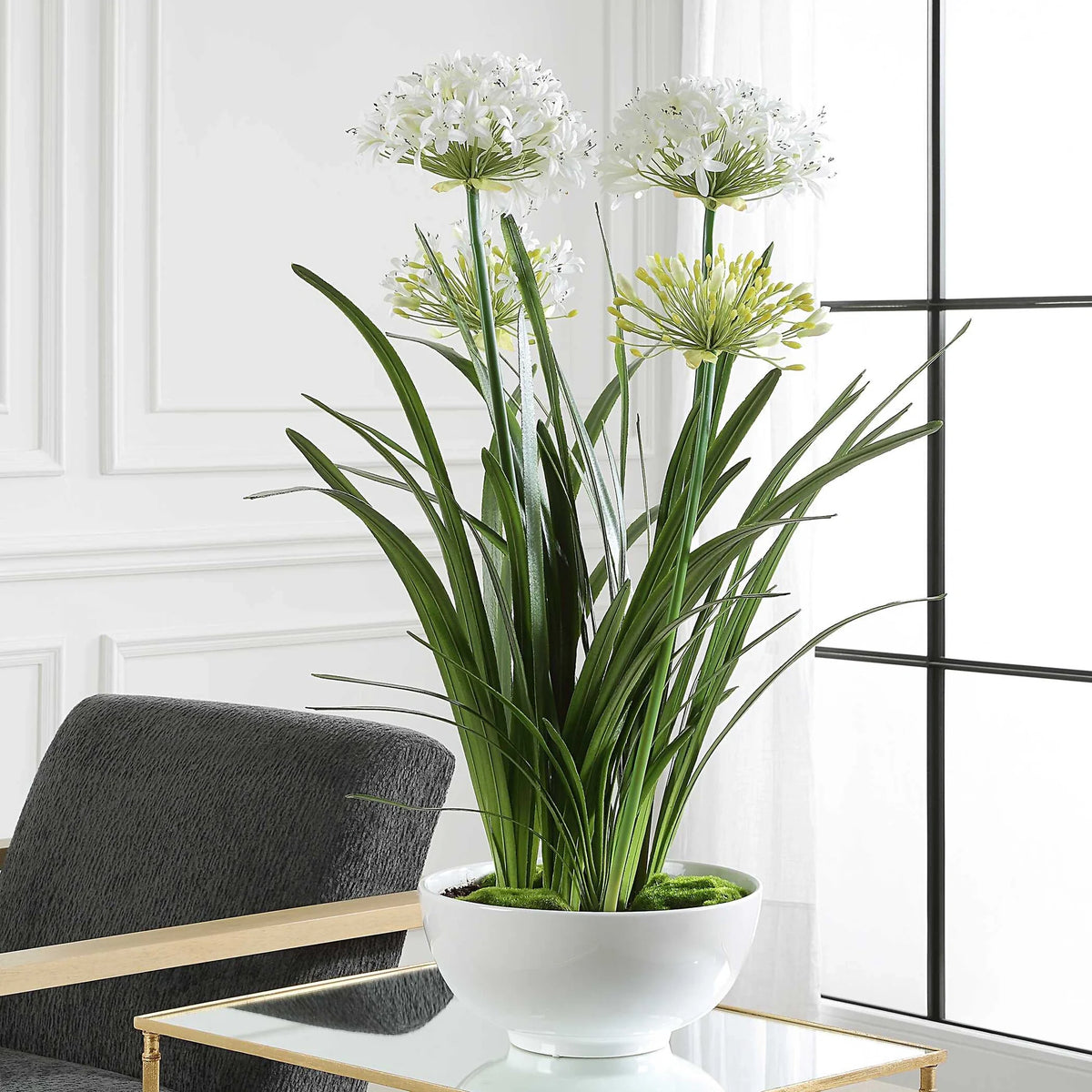 Faux Agapanthus Centerpiece