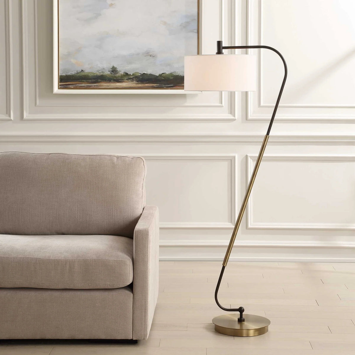 Curved Brass Floor Lamp