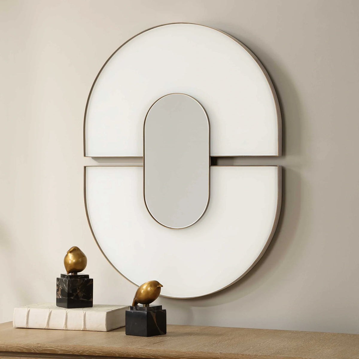Modern White Oval Mirror