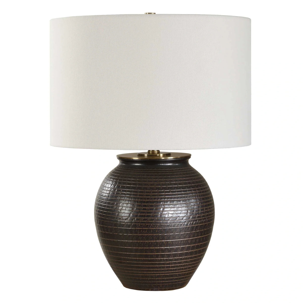 Bronze Ribbed Ceramic Table Lamp