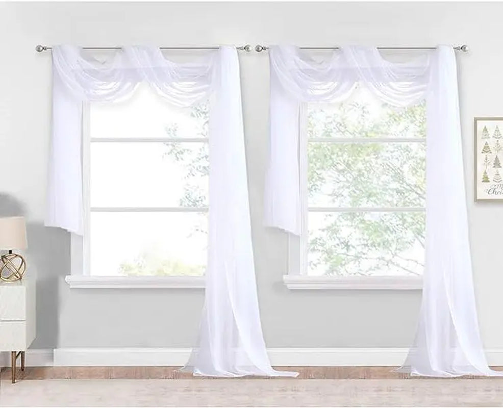 Nicetown 216-Inch Extra Long Sheer Voile Window Scarves - Set of 2 Soft Curtains for Home Decor and Event Styling