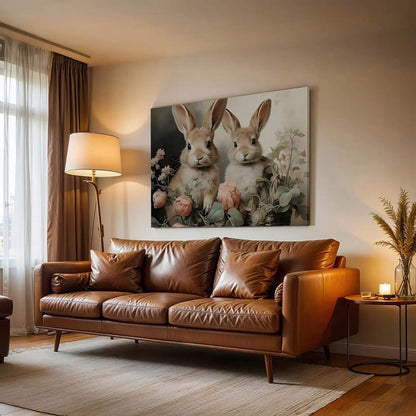 Vintage Easter Bunny Canvas Wall Art – Spring Prints for Your Bedroom, Living Room, or Office