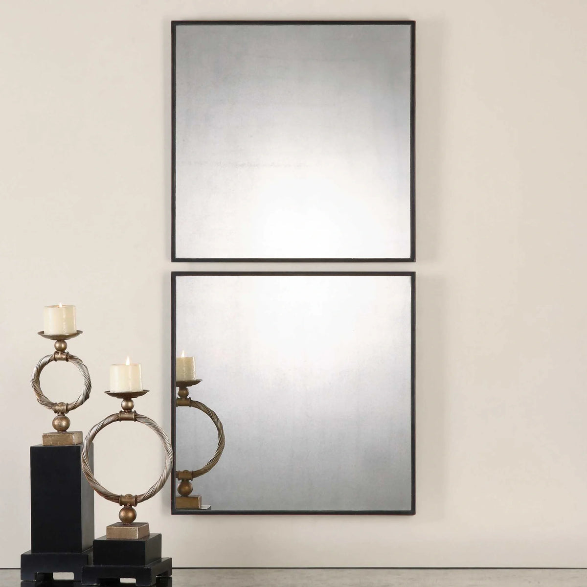 Antiqued Square Mirrors Set/2