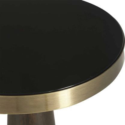 Black Glass & Wood Accent Table