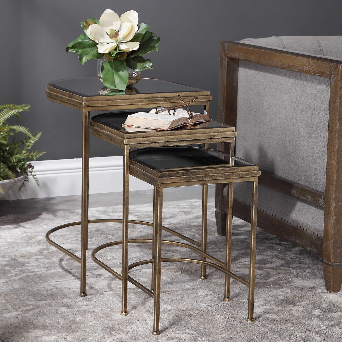 Mirrored Nesting Tables, Set of 3