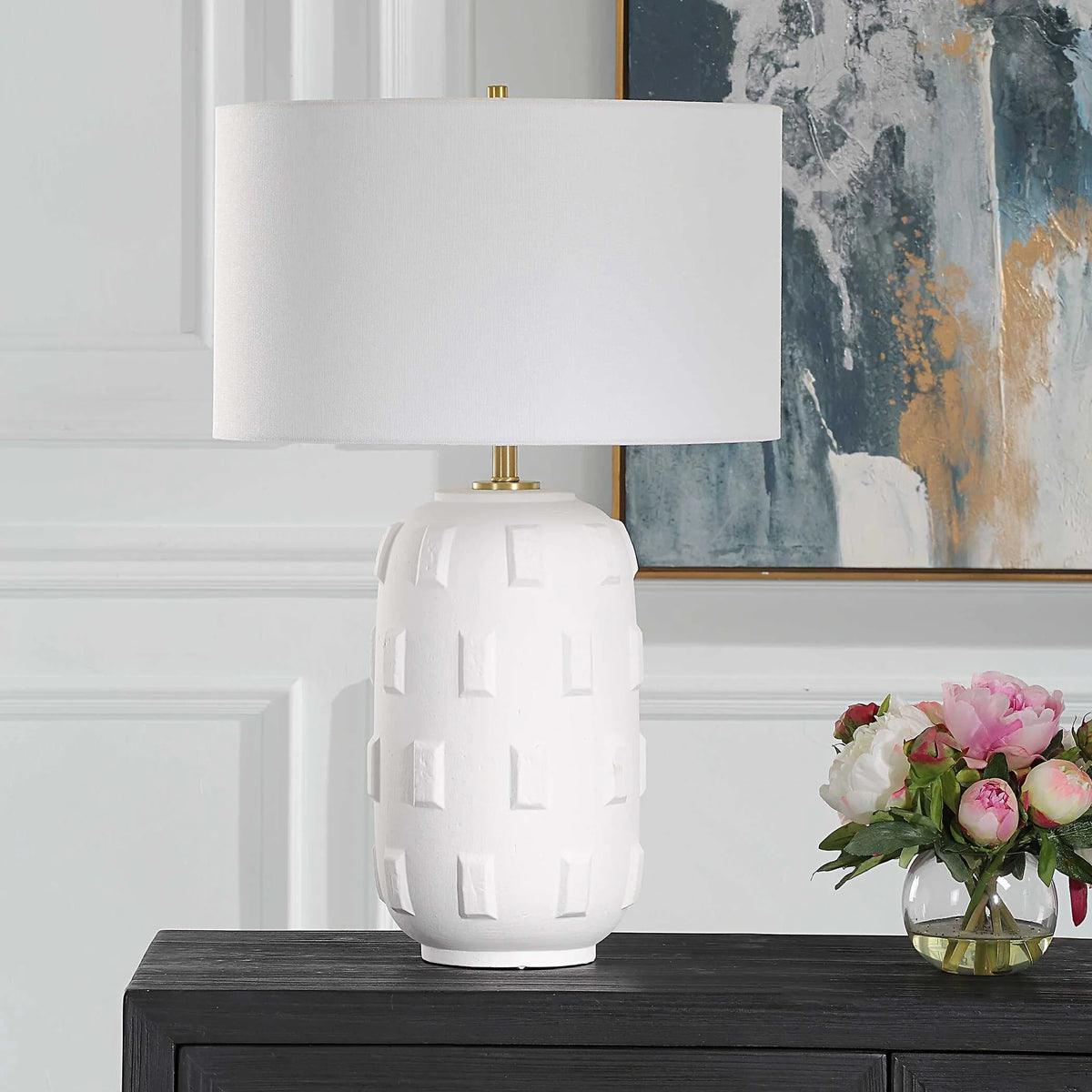Textured White Table Lamp