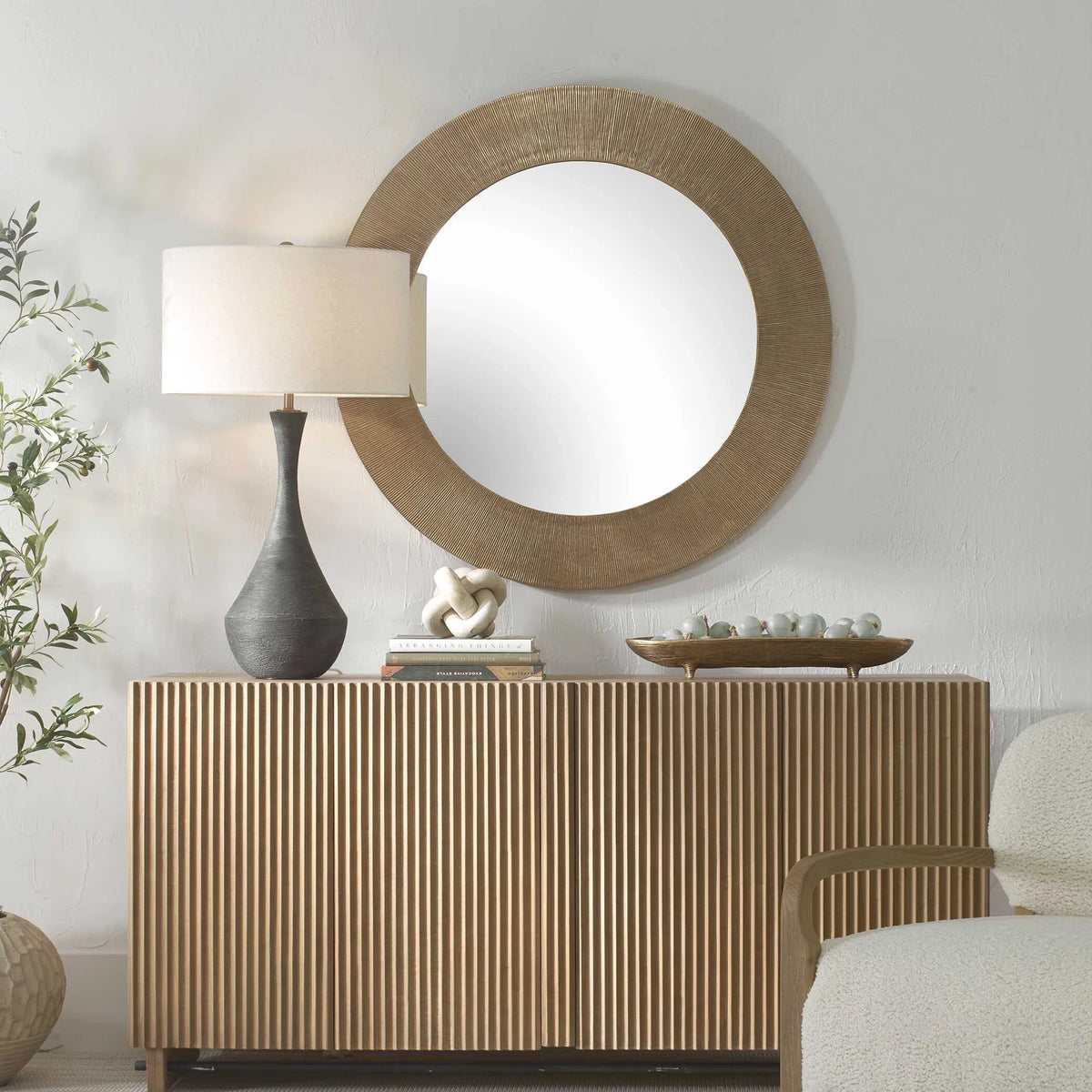 Antique Brass Round Mirror