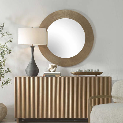 Antique Brass Round Mirror