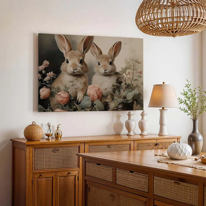 Vintage Easter Bunny Canvas Wall Art – Spring Prints for Your Bedroom, Living Room, or Office