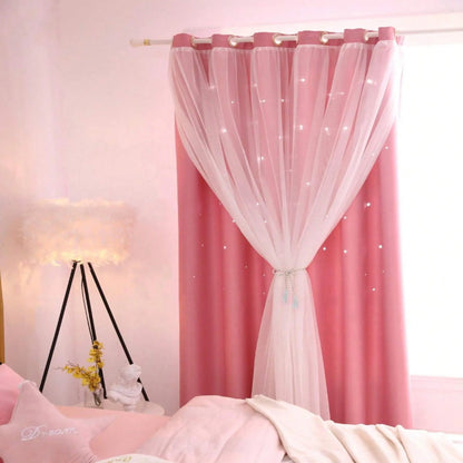 Double Layer Blackout Curtains | Thermal Insulated, Pink | Wide Size Range, Set of 2