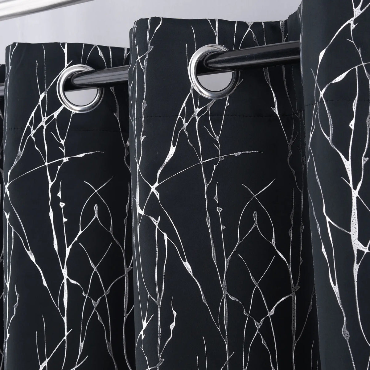 Transform Your Space with Curtain Club's 2-Piece 34x63 Inch Blackout Tree Branch Drapes - Stylish Thermal Grommet Window Treatments for Living Room and Bedroom