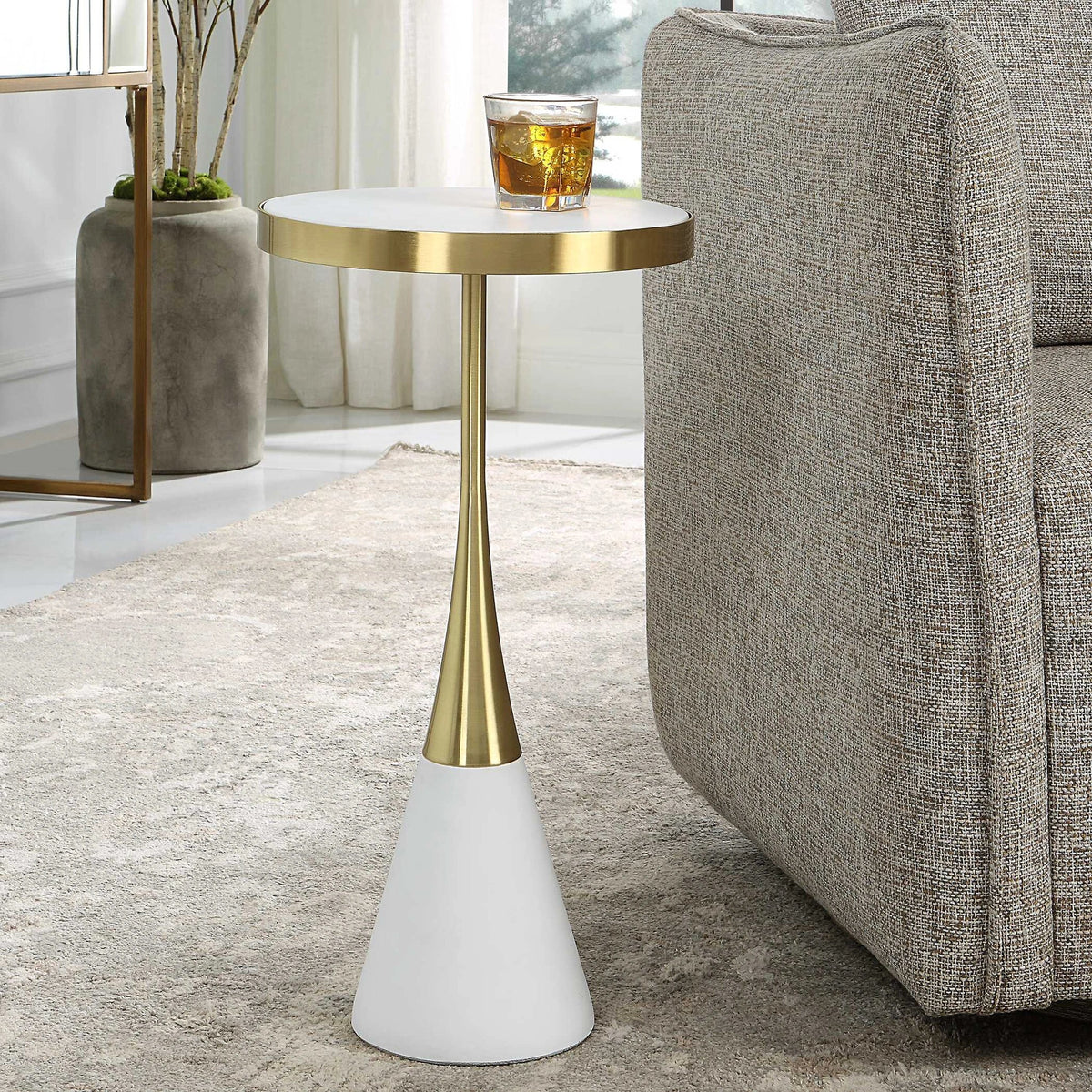 White Concrete Accent Table
