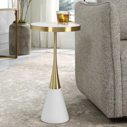 White Concrete Accent Table