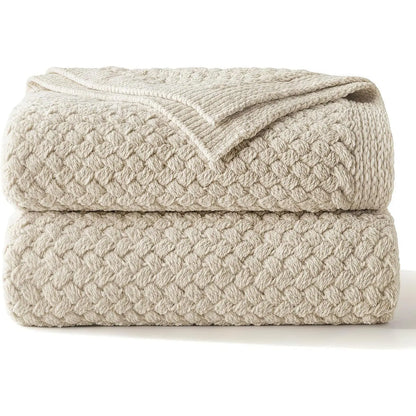 【Backtoschoolday】Whale Flotilla Chunky Chenille Knit Bed Blanket, Lightweight Breathable Summer Basket Woven Decorative Throw
