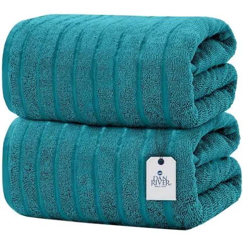 Indulge in Luxury: DAN RIVER Unisex 2-Pack Jumbo Organic Cotton Bath Sheets - 35×70 in Thick, Fast-Drying, Spa-Quality Towels