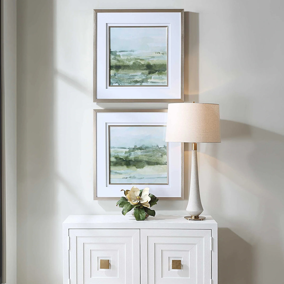 Sage Green Abstract Landscape Prints Set/2